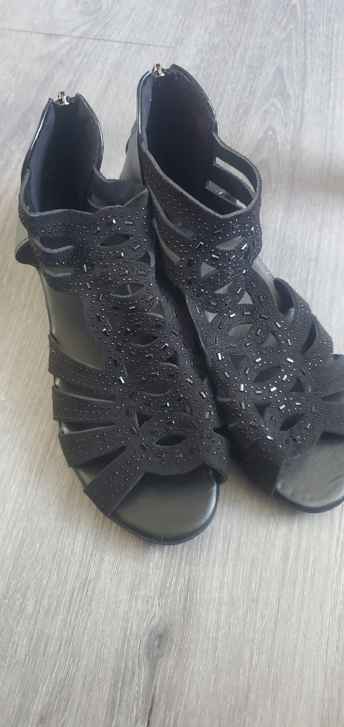 Black Embellished Gladiator Sandals