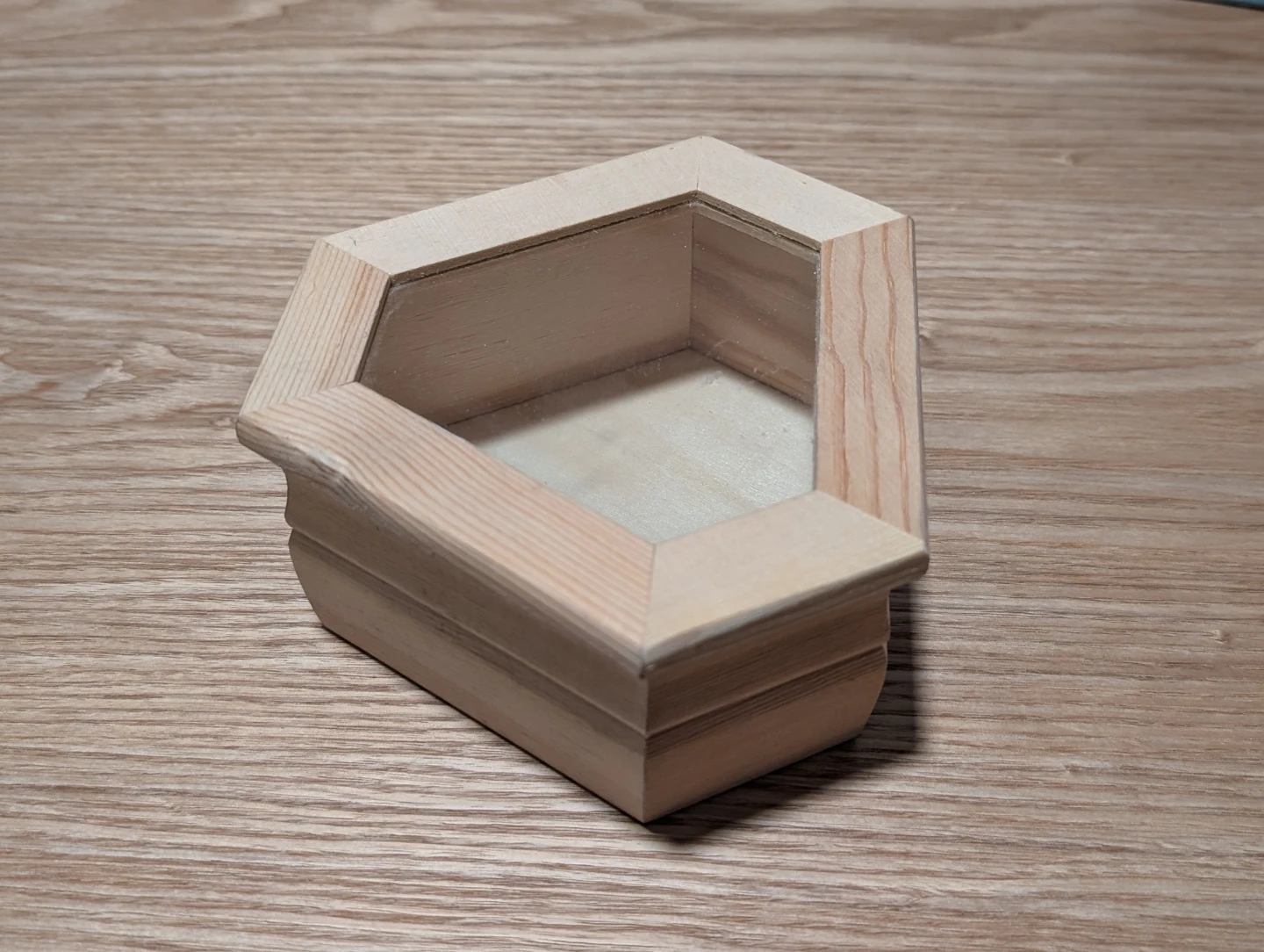 Wooden Hexagonal Box with Glass Lid