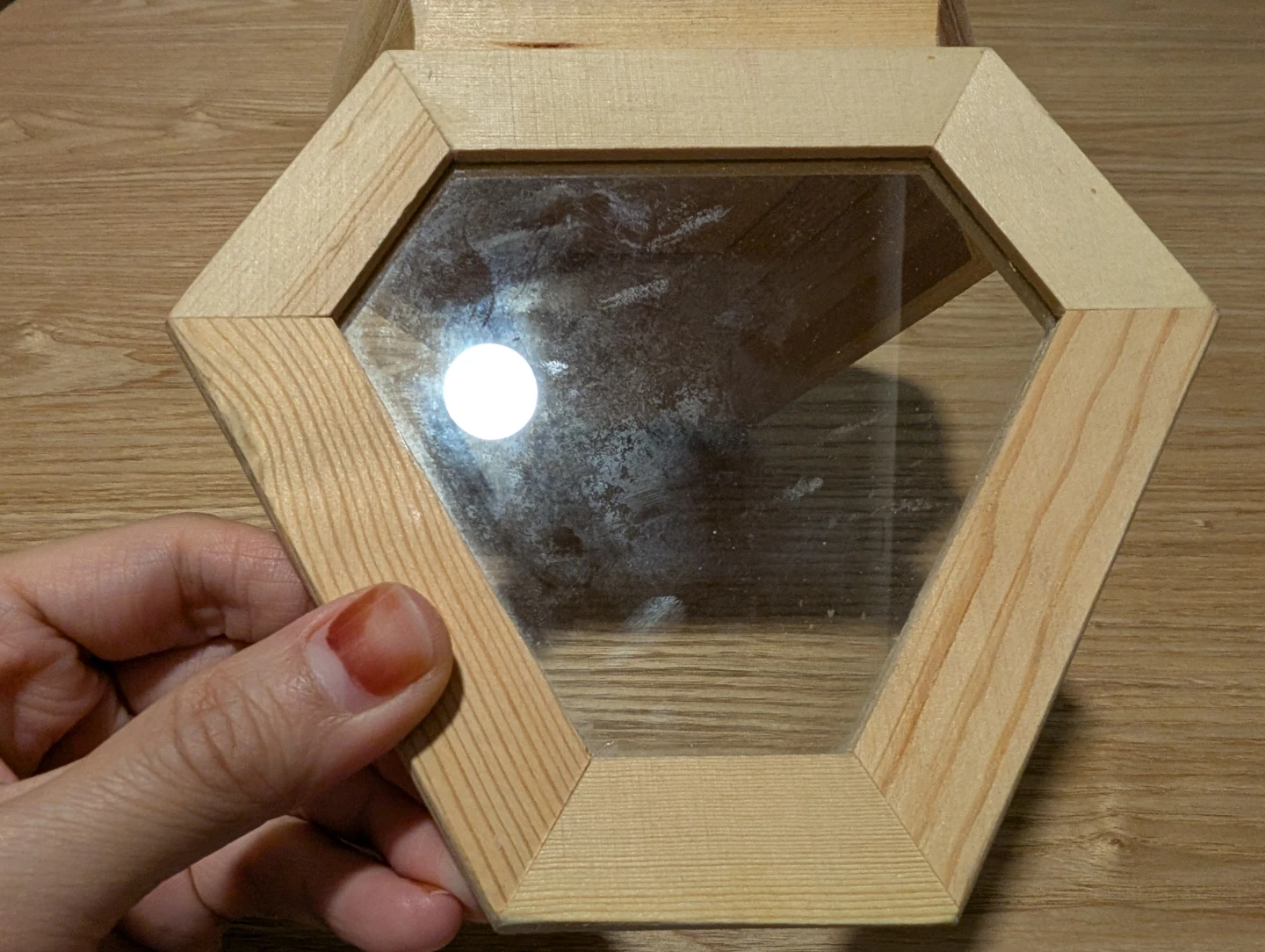 Wooden Hexagonal Box with Glass Lid - photo 2