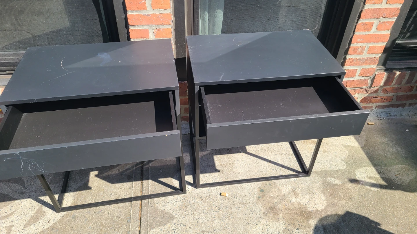 Set of 2 Black Nightstands with Drawer and Shelf - photo 4