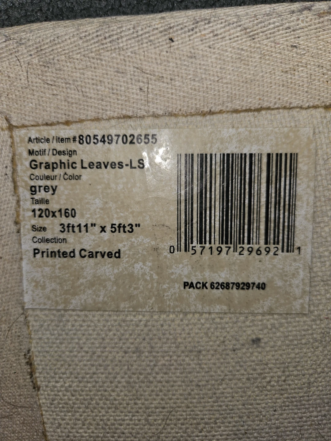 Area Rug - Graphic Leaves, 3ft 11in x 5ft 3in - photo 2