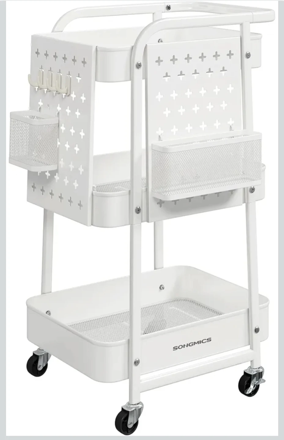 SONGMICS White 3-Tier Rolling Storage Cart - photo 3
