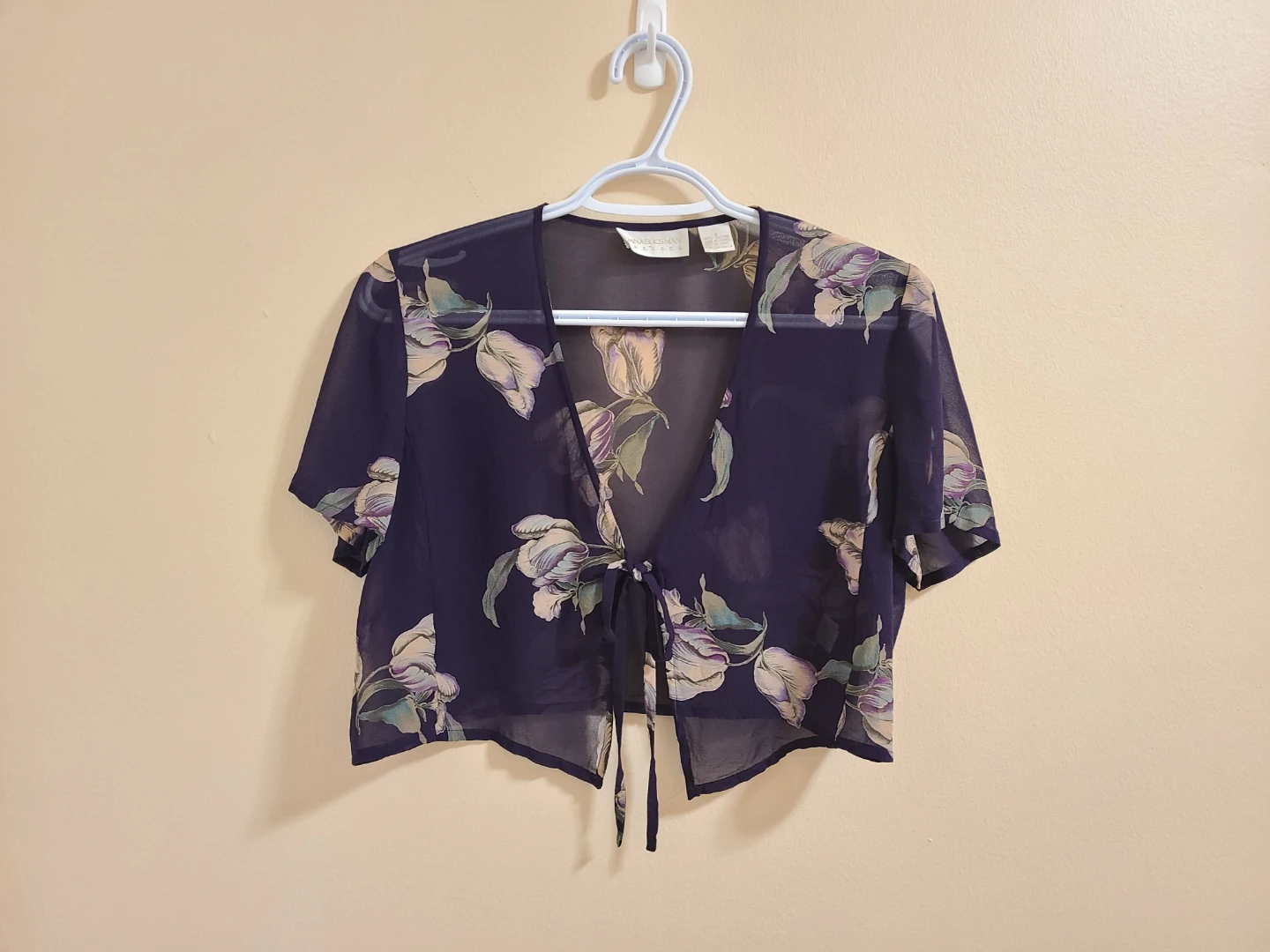 %100 Silk Floral Tie-Front Blouse