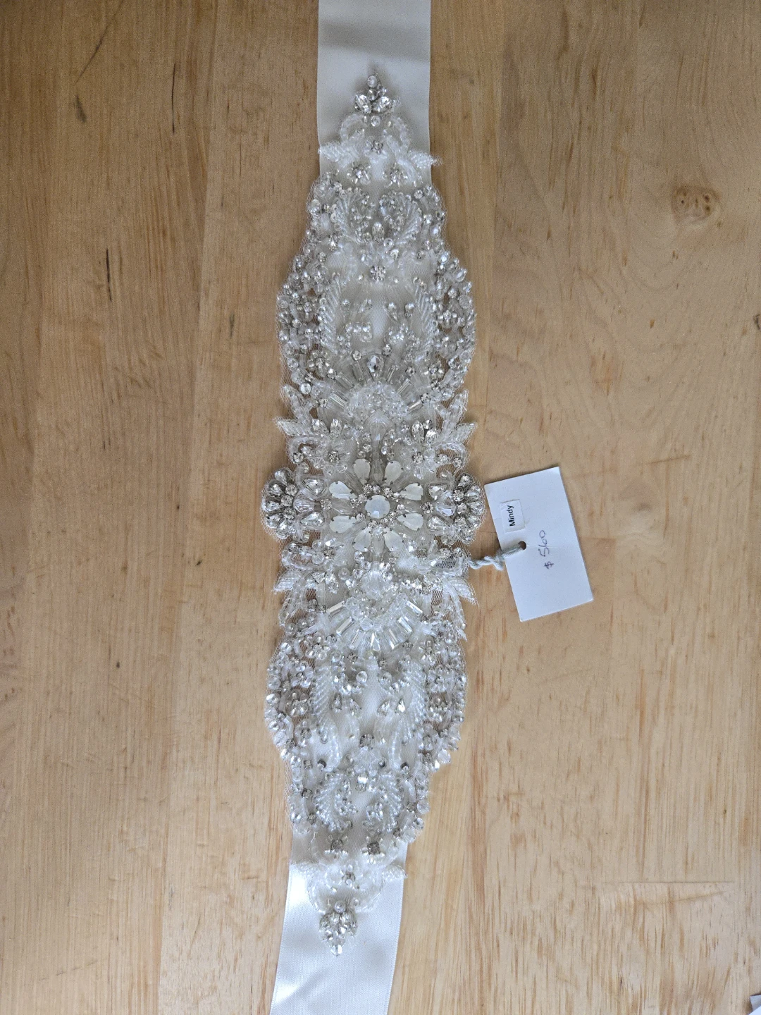 Bloom Bazaar Beaded Bridal Sash Ivory Satin Ribbon