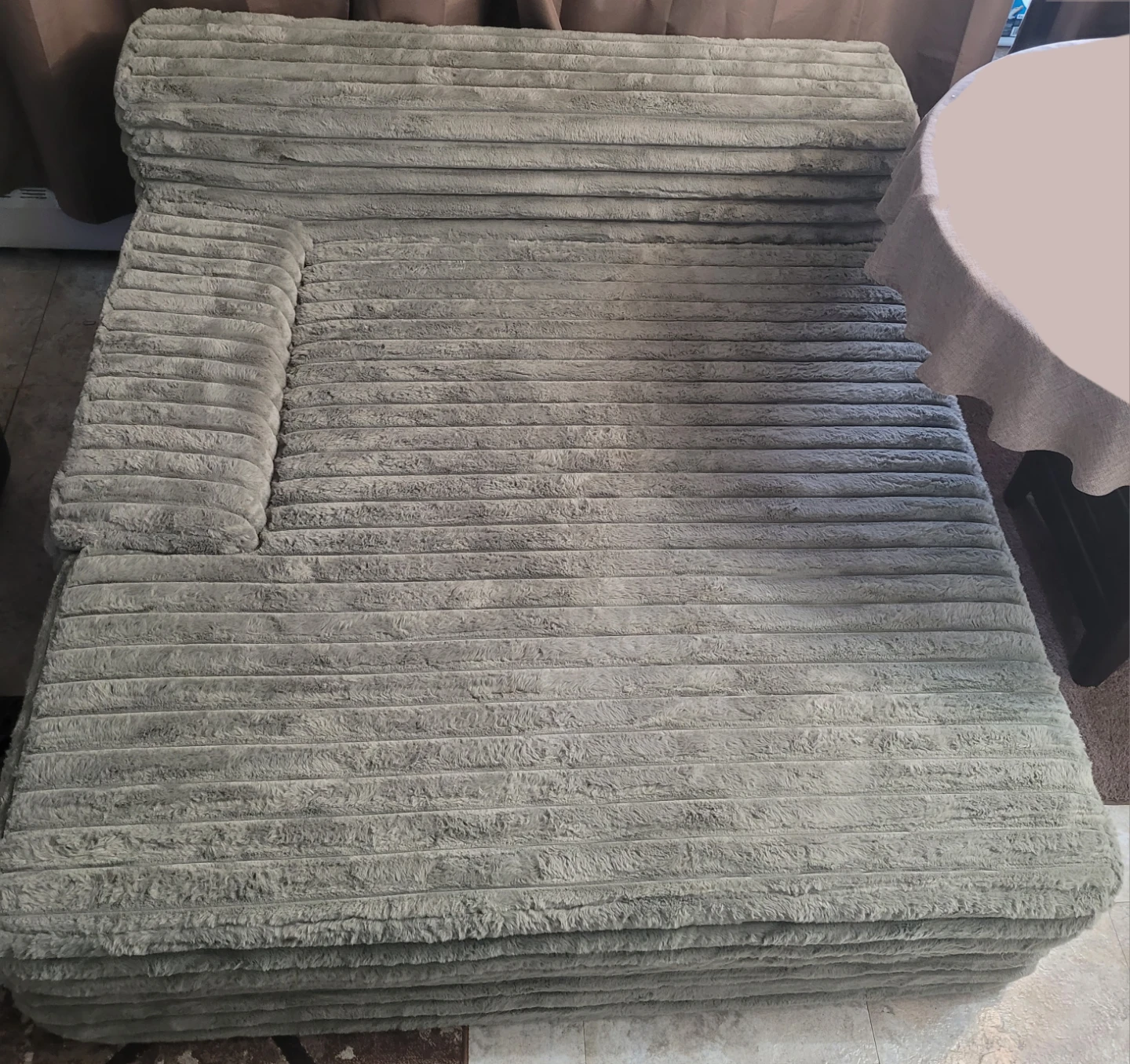 Grey Plush Faux Chaise Lounge Sofa - photo 2
