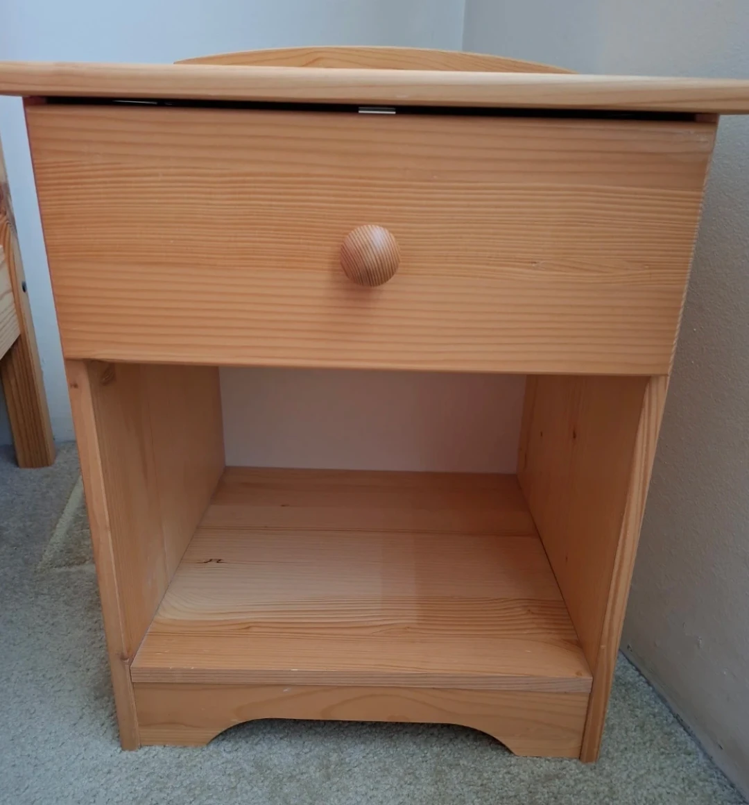 Wooden Nightstand with Drawer and Shelf