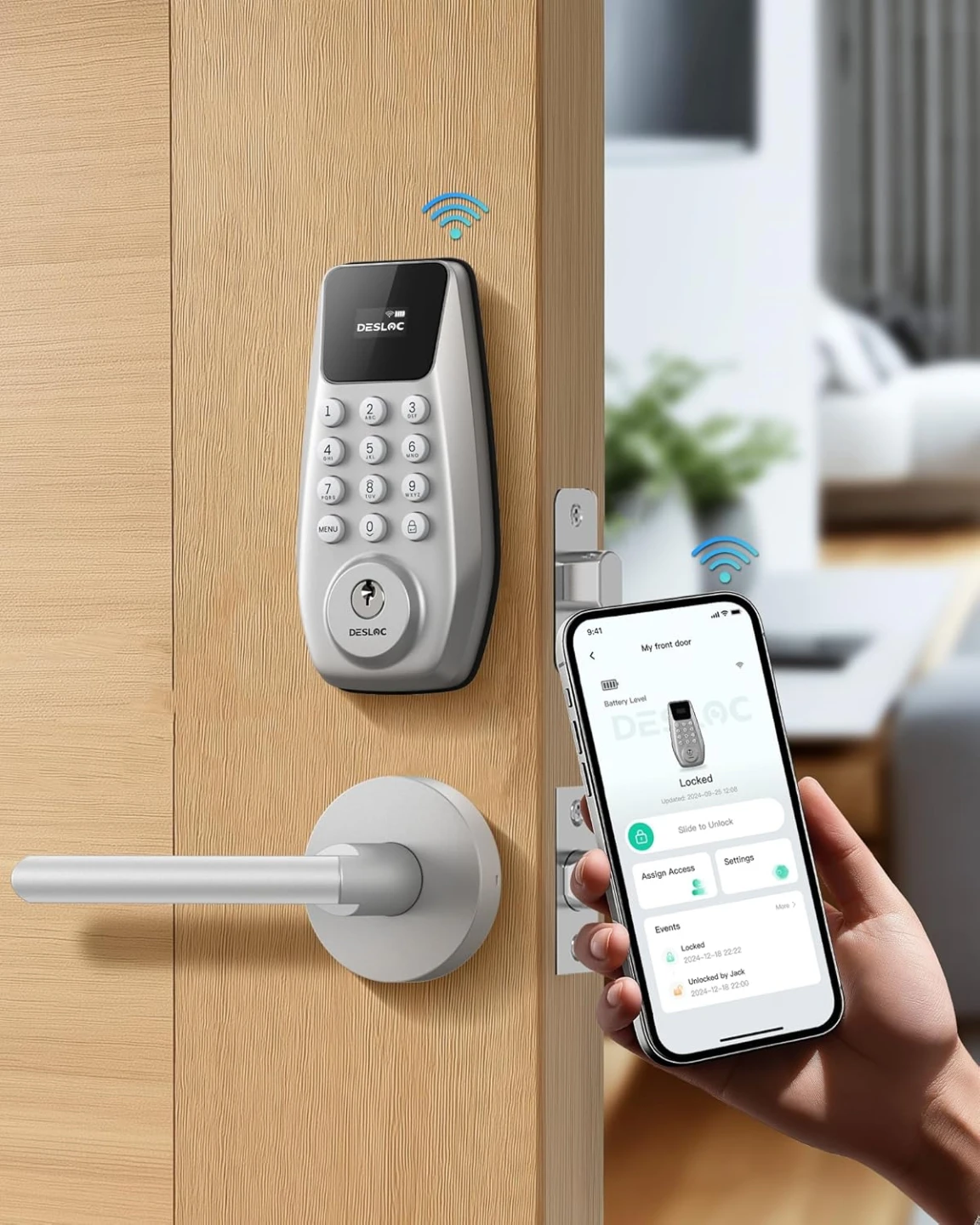 Smart Keyless Entry Lock C100 Plus with Lever Handle - Silver