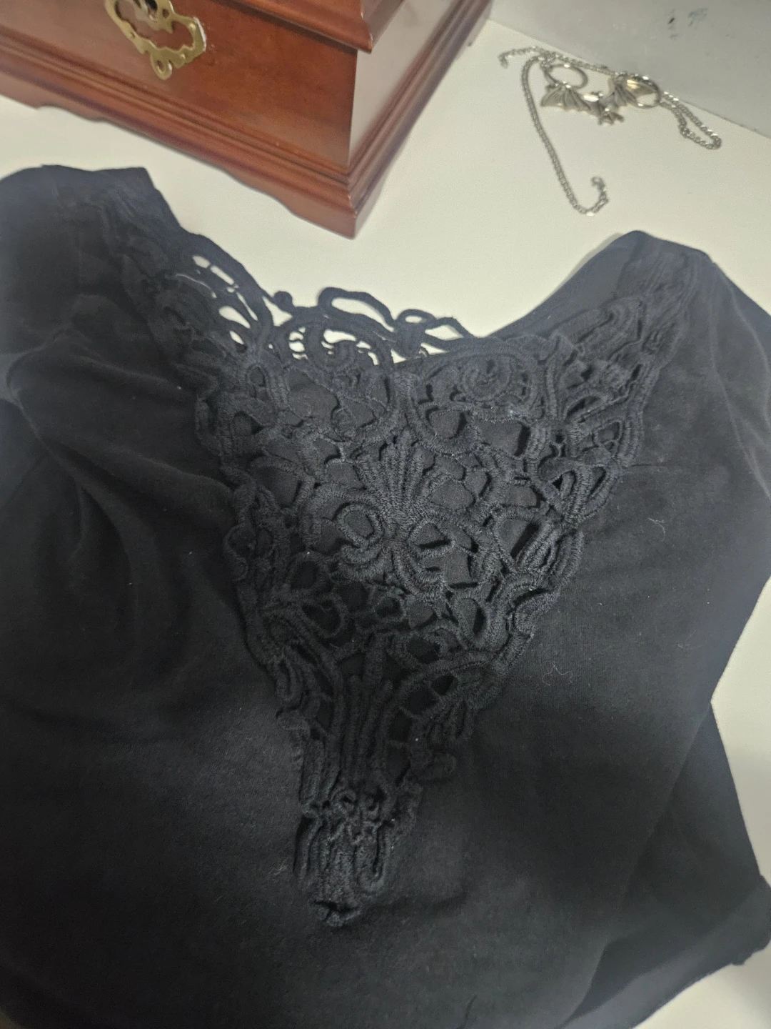 Black Garage Lace Detail Top - photo 2