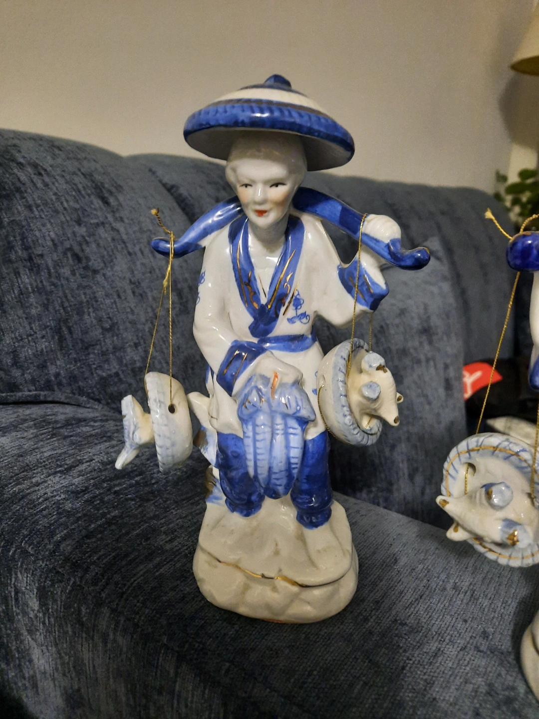 Vintage Ceramic Figurines - Chinese fisherman with Fish - photo 4