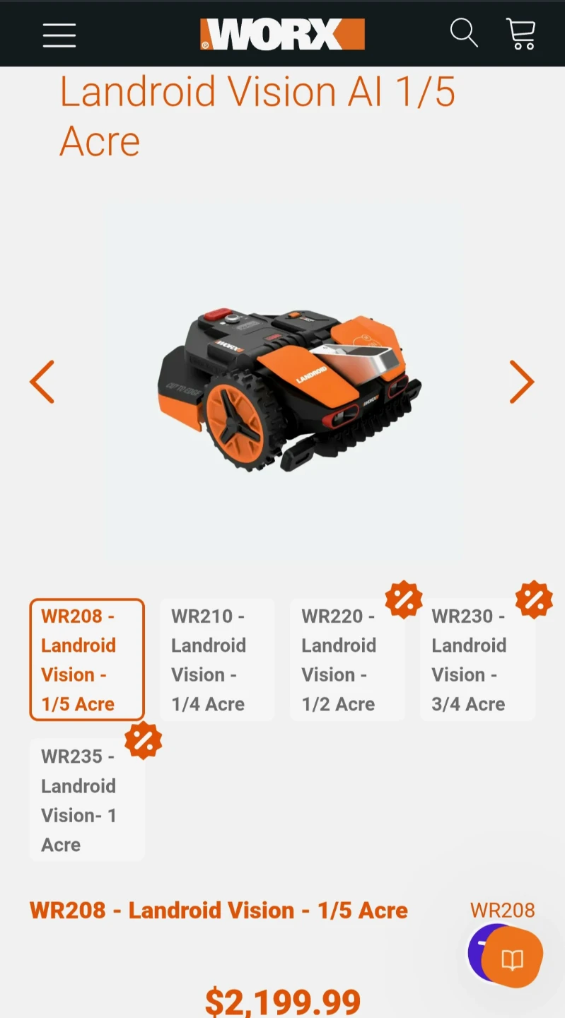 WORX Landroid Vision WR208 Robotic Mower - 1/5 Acre - photo 2
