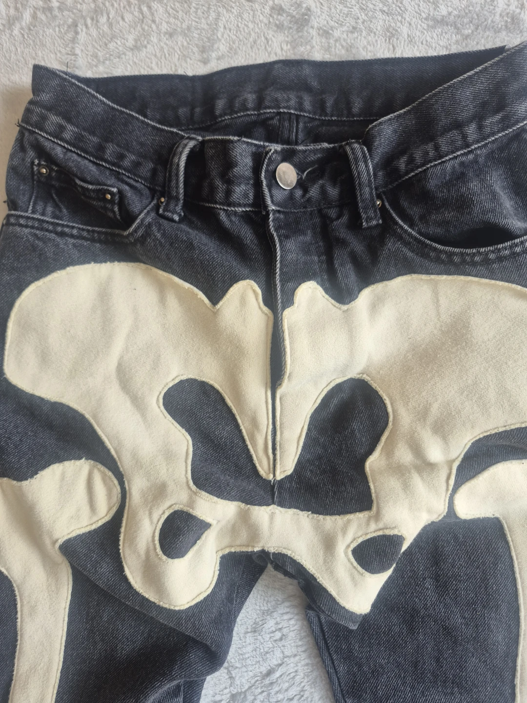 MNML D184 Skeleton Denim Pants in black and white. - photo 2