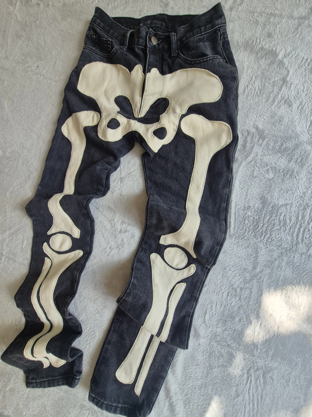 MNML D184 Skeleton Denim Pants in black and white. - photo 5