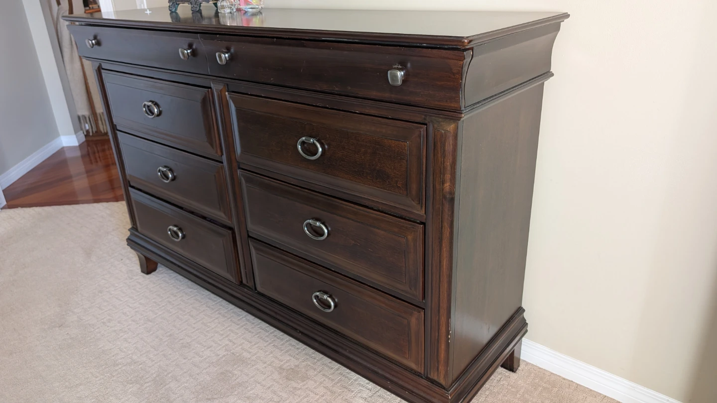Dark Wood Dresser and Nightstand Set