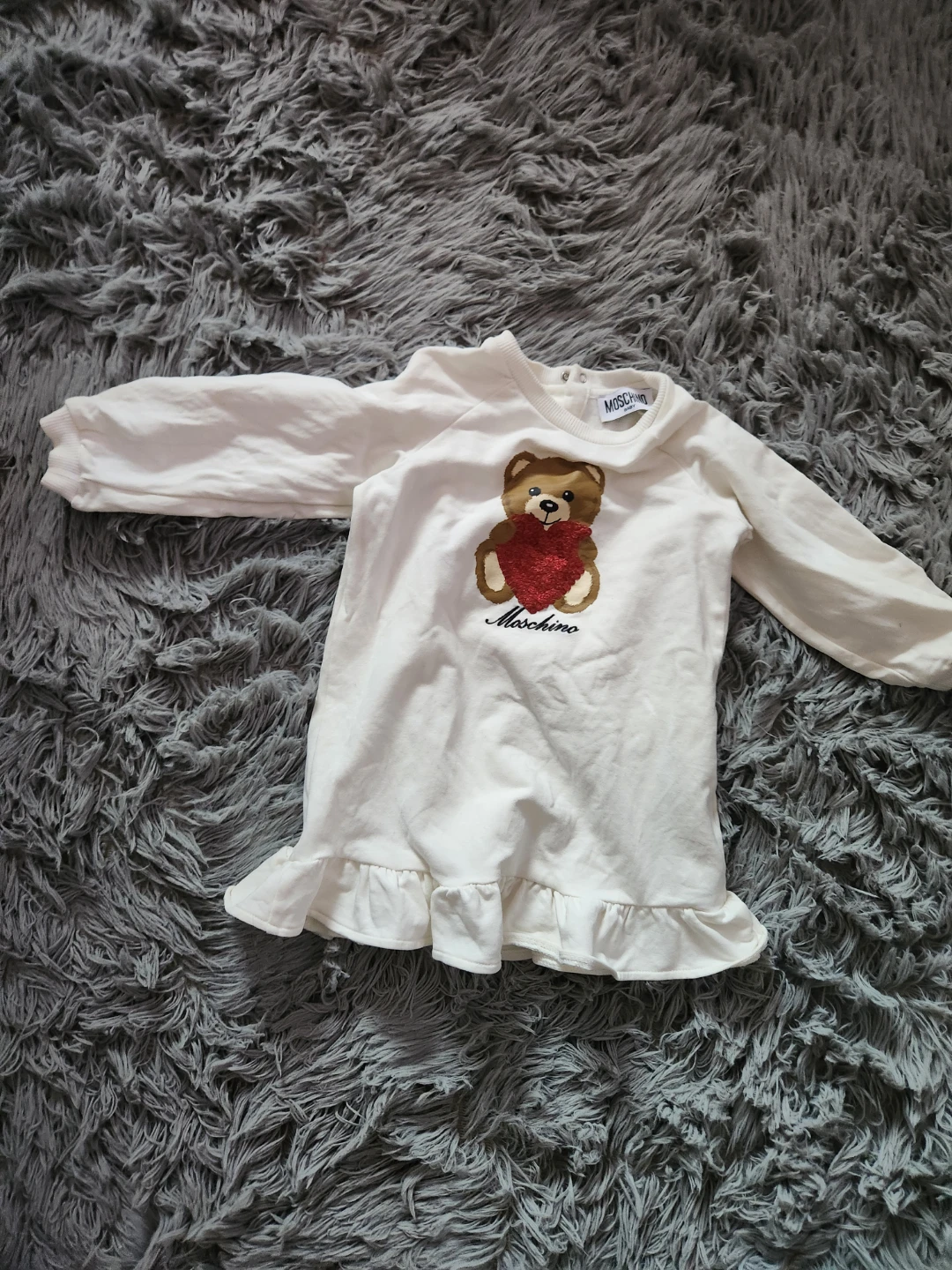 Moschino Baby Girls White Teddy Bear Ruffle Dress - photo 2
