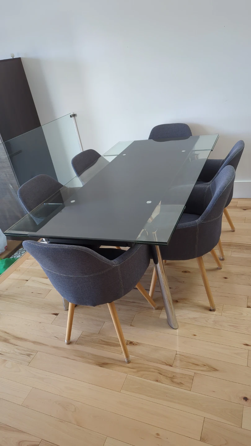 Glass Top Dining Table with Metal Legs