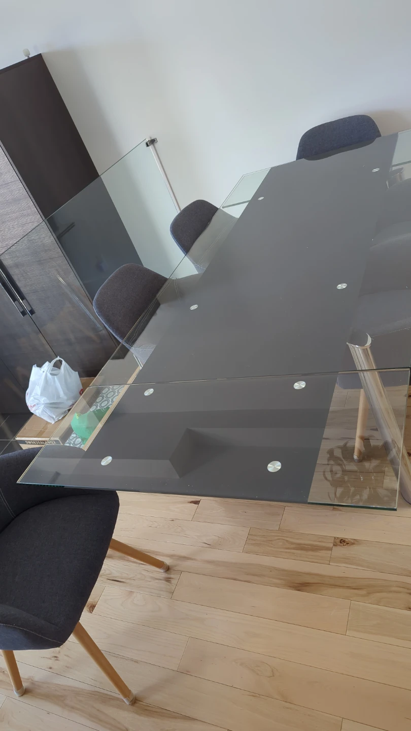 Glass Top Dining Table with Metal Legs - photo 2
