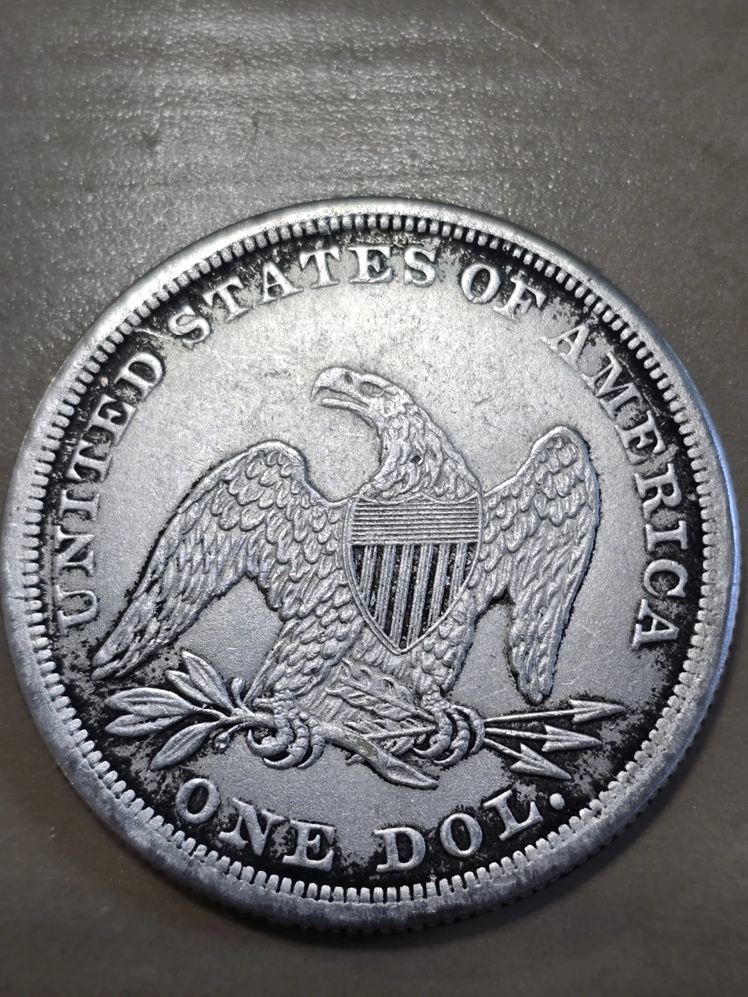 1862 US Seated Liberty Silver Dollar Coin - photo 5