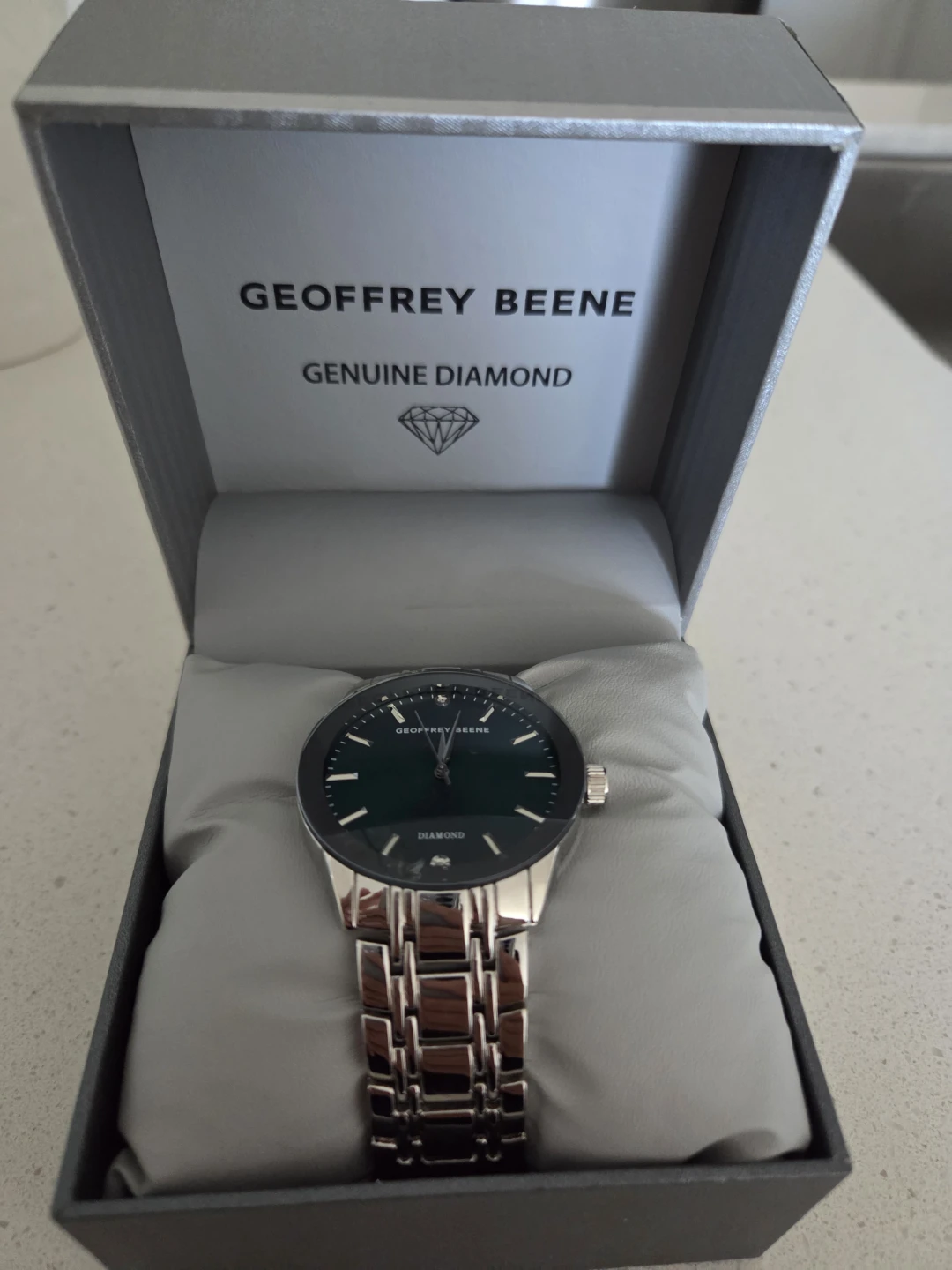 Geoffrey Beene Genuine Diamond Watch - Green Dial