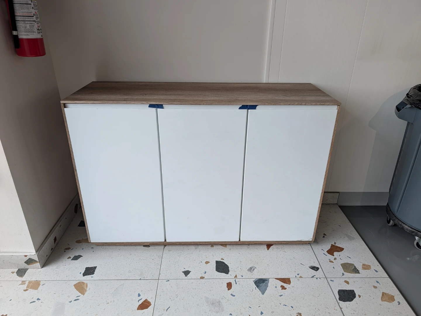 White Cabinet with Wood Top