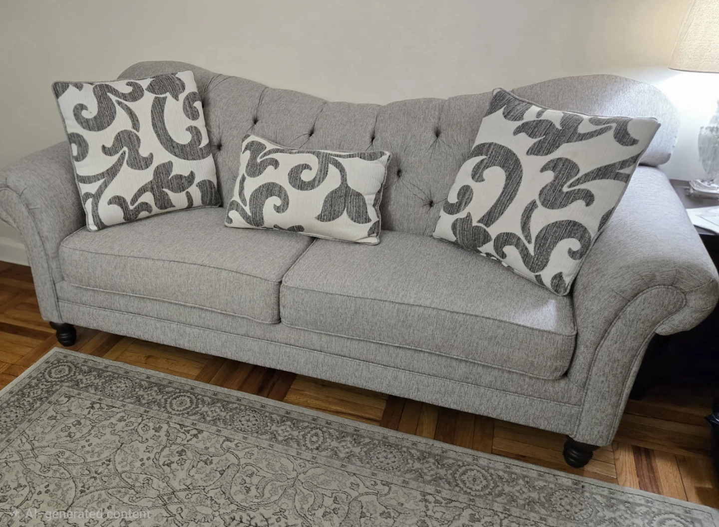 Gray Loveseat Sofa with Decorative Pillows