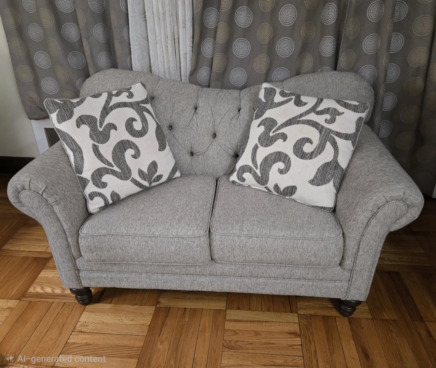 Gray Loveseat Sofa with Decorative Pillows - photo 2