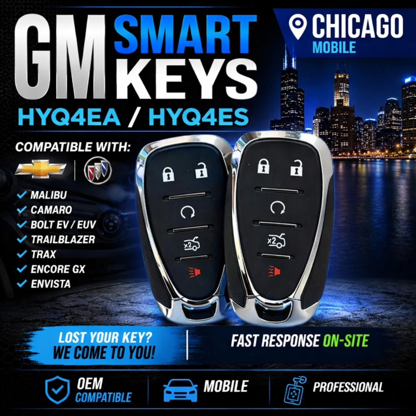 CHEVY BUICK SMART KEY REPLACEMENT CHICAGO – SAME DAY PROGRAMMING