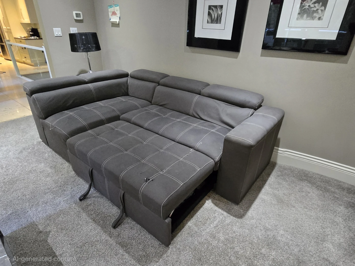 Grey Sectional Sofa Bed - photo 3