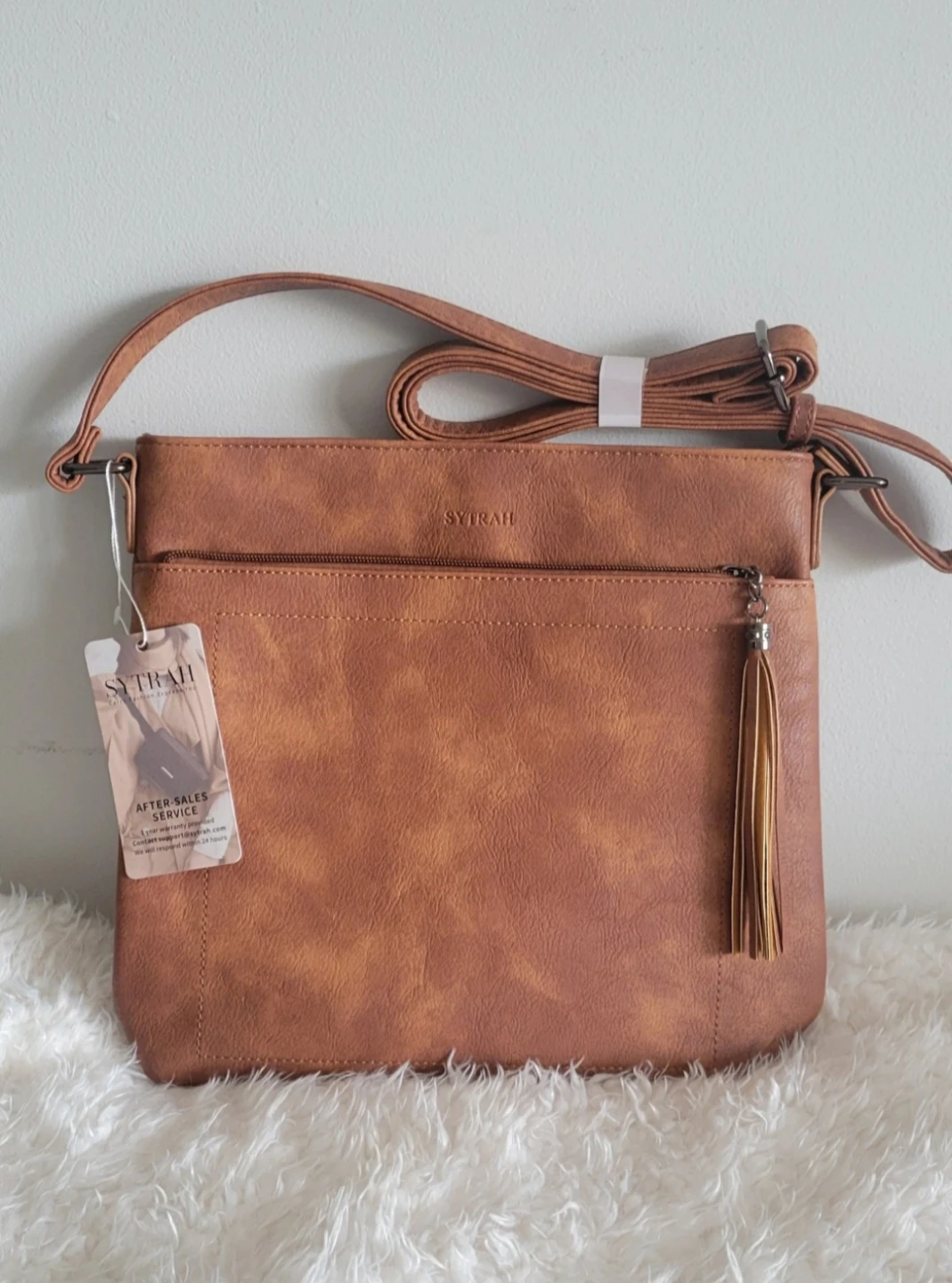 BNWT Vegan Leather Crossbody Purse - Mocha Brown