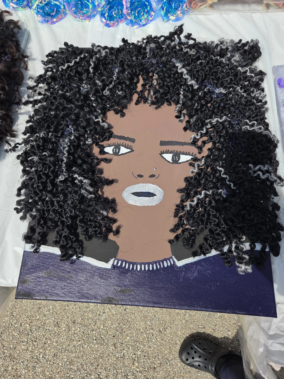 Handmade Portrait Art with Textured Hair