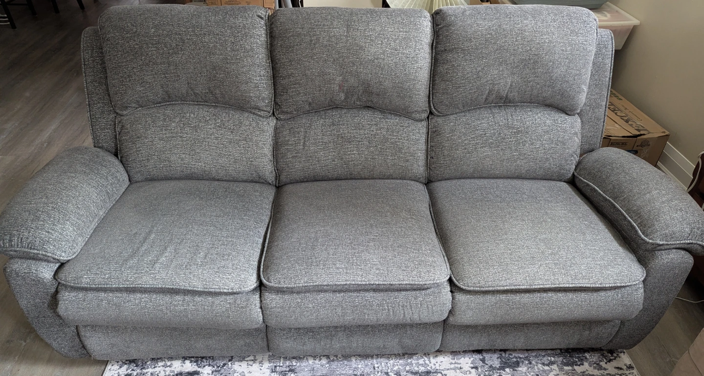 Grey Fabric Reclining Sofa
