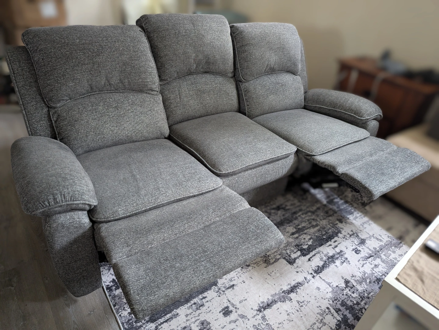 Grey Fabric Reclining Sofa - photo 3