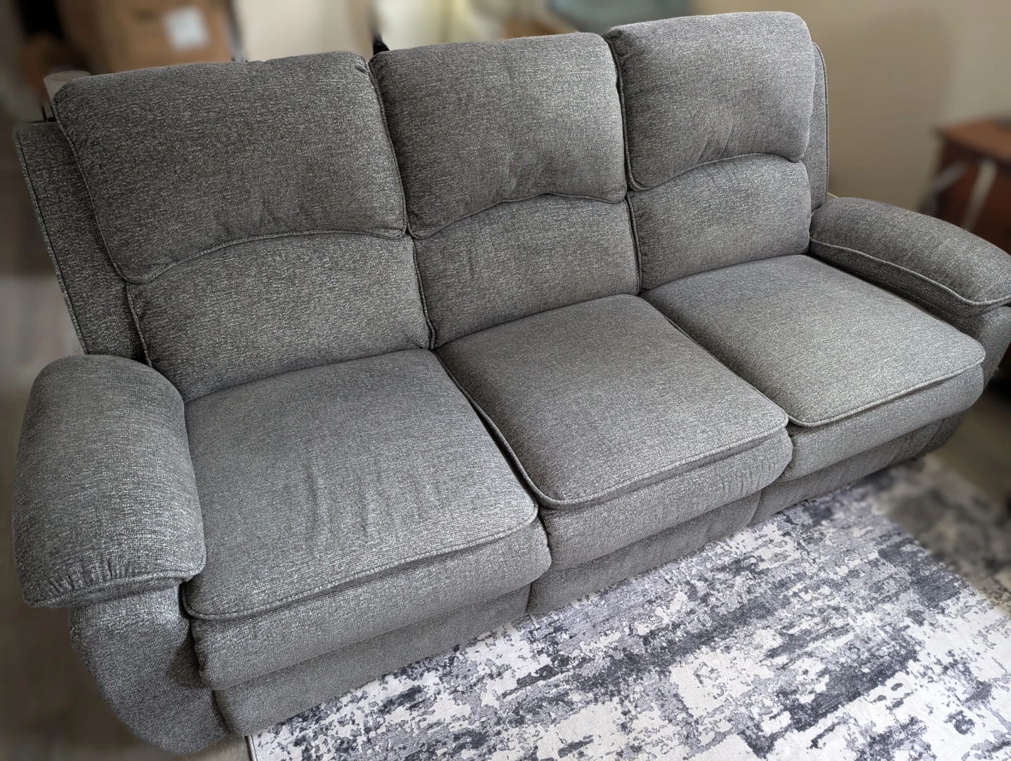 Grey Fabric Reclining Sofa - photo 4