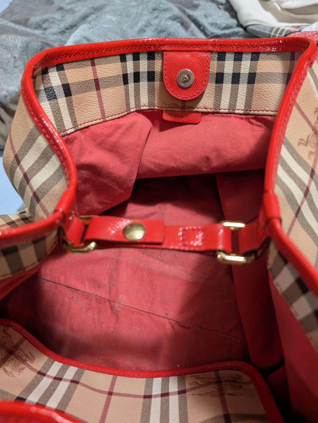 Burberry Haymarket Check & Red Leather Wallet - photo 4
