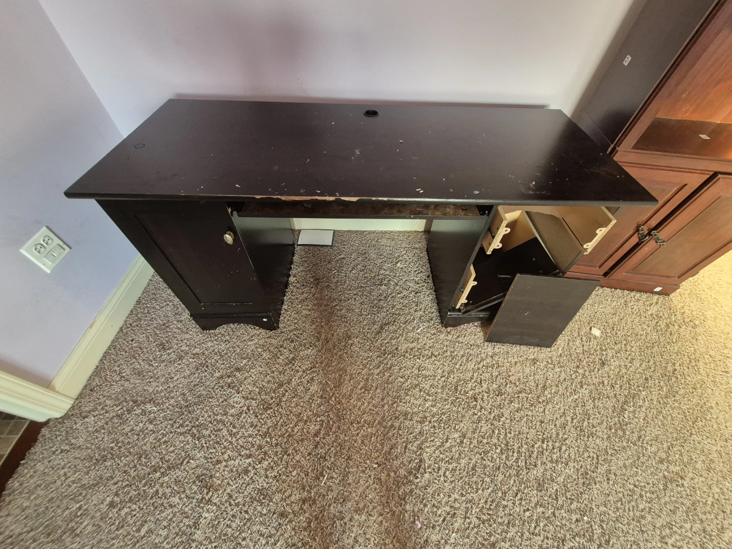 Dark Brown Computer Desk with Drawers - photo 2