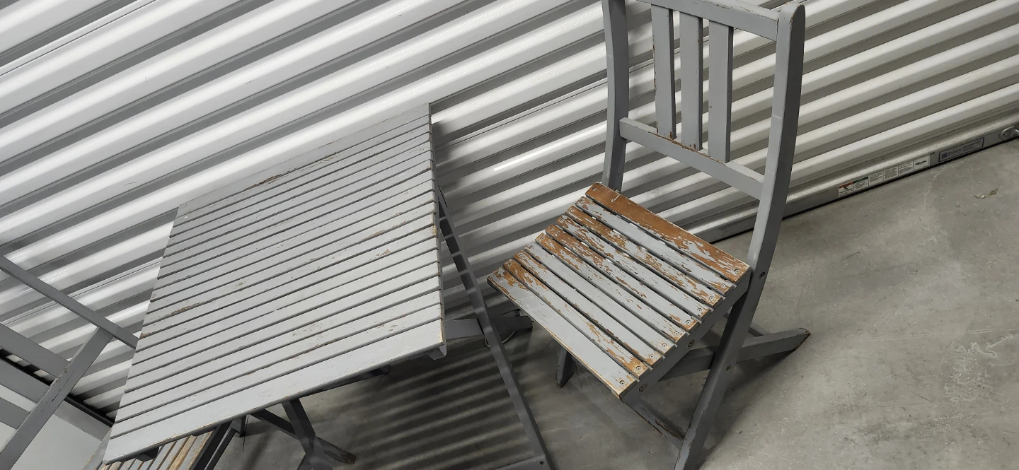Wooden outdoor folding table with 2 chairs - photo 3