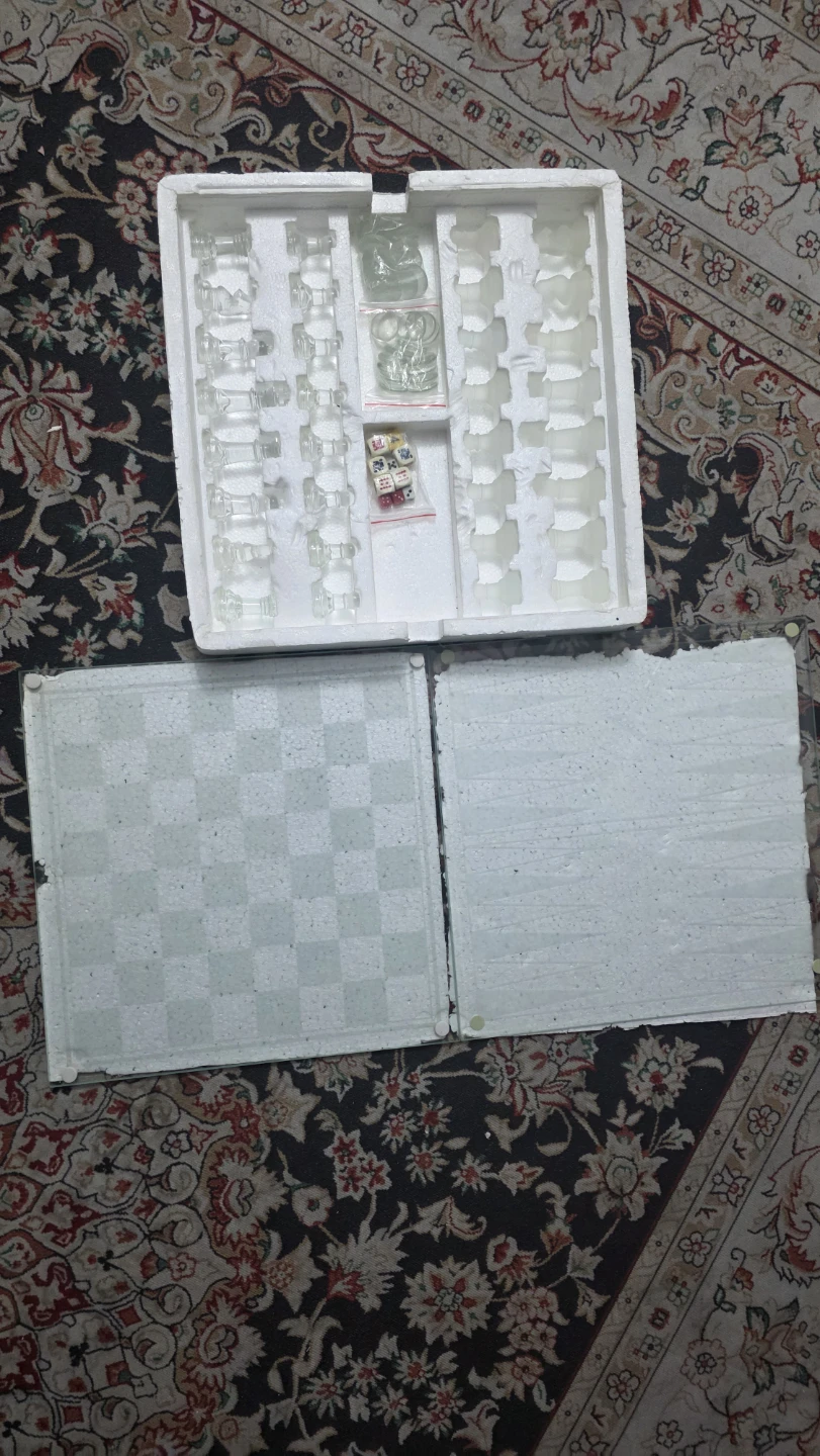 Glass Chess Set with Board and Dice