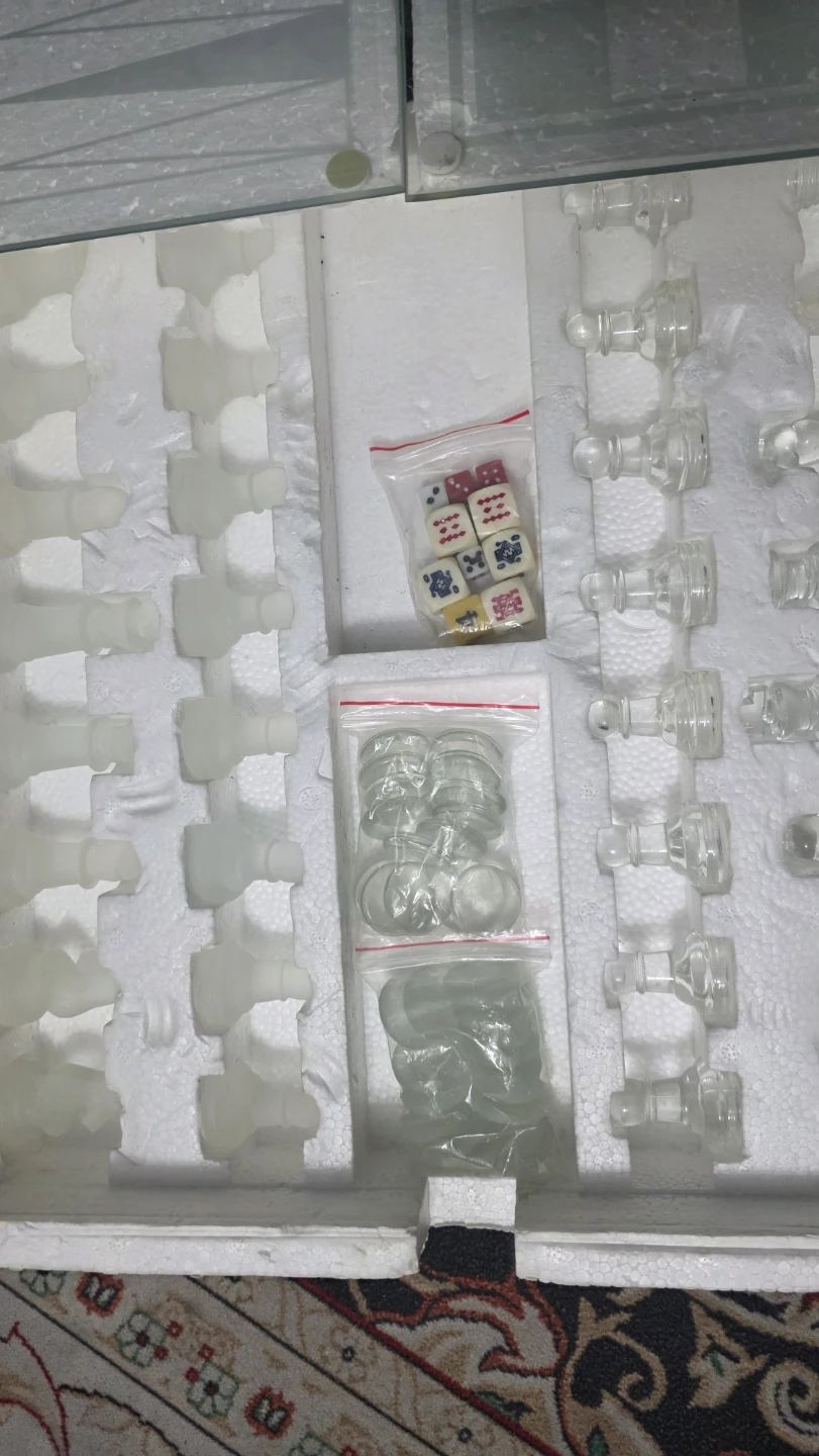 Glass Chess Set with Board and Dice - photo 4