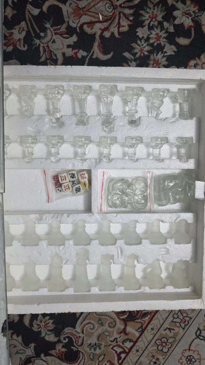 Glass Chess Set with Board and Dice - photo 5