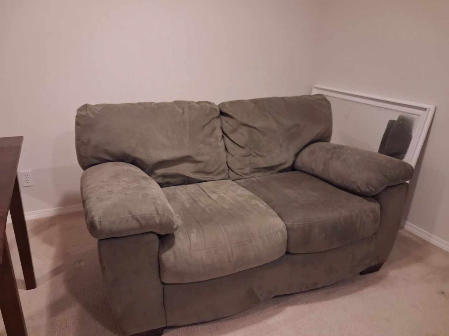 Green loveseat sofa with ottoman - photo 2