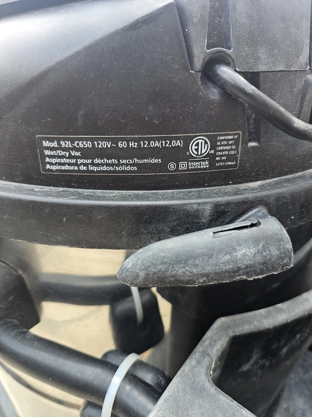 Shop-Vac Contractor Wet/Dry Vac Mod. 92L-C650 - photo 5