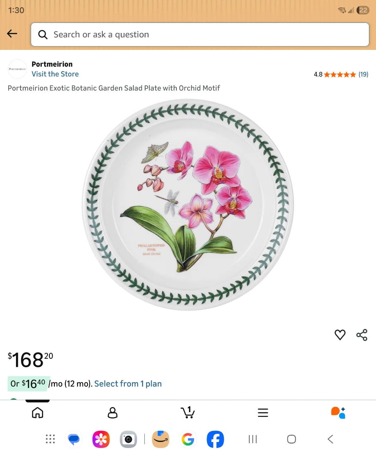 Portmeirion Botanic Garden Pink Orchid Mug and Plates Set - photo 5
