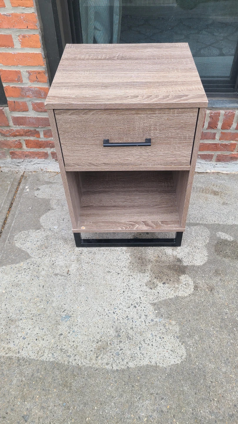 Wood Nightstand with Drawer and Shelf
