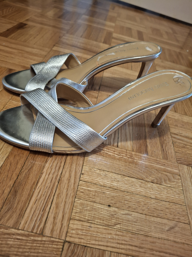 Enzo Angiolini Silver Heeled Mules Size 9M - photo 2