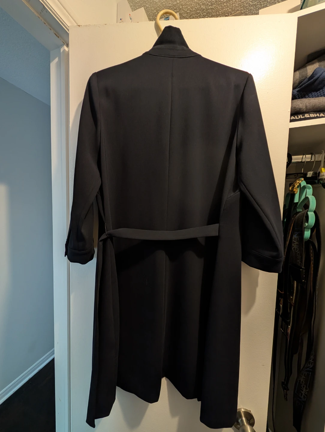 New Georges Rech Black Long Coat with Decorative Buckle 42 - photo 2