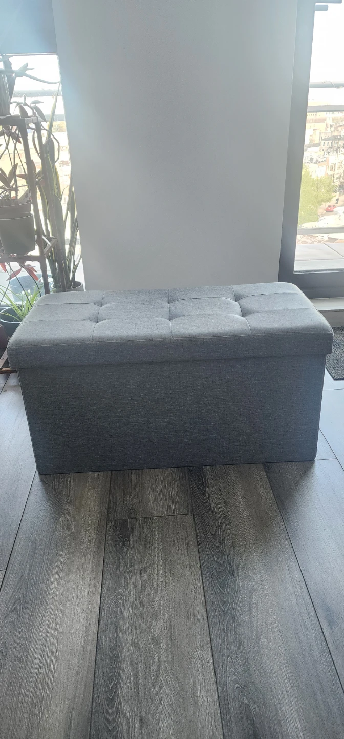 Songmics Light Grey 30in Folding Storage Ottoman Bench