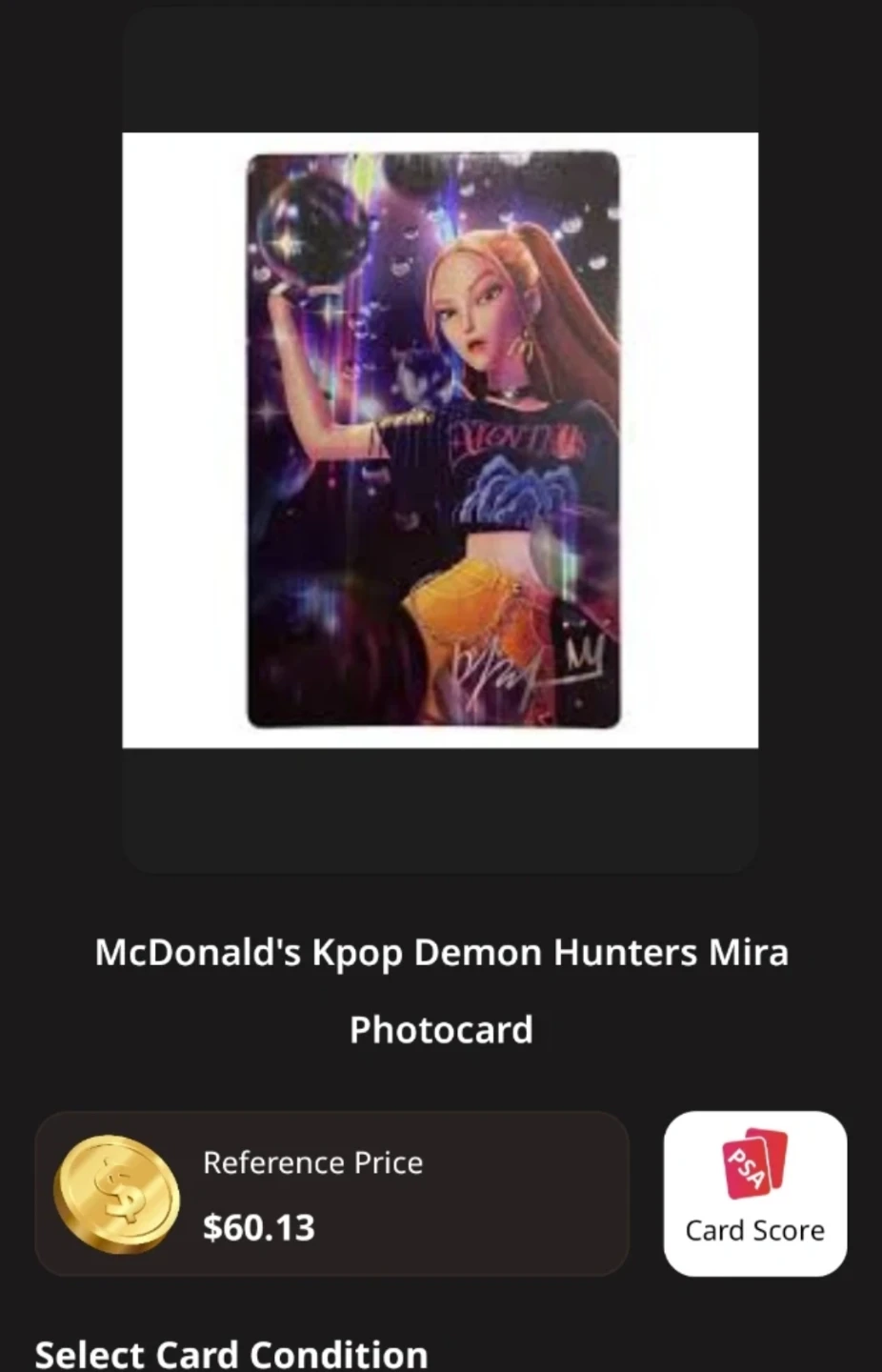 McDonald's Kpop Demon Hunters Mira Photocard