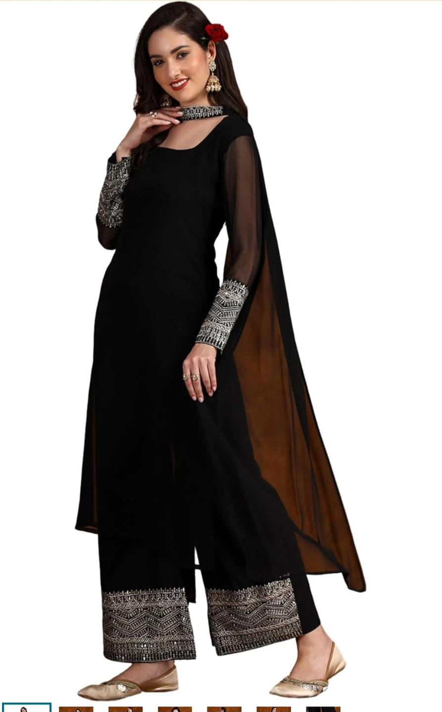 Black Salwar Kameez with Silver Embellishments