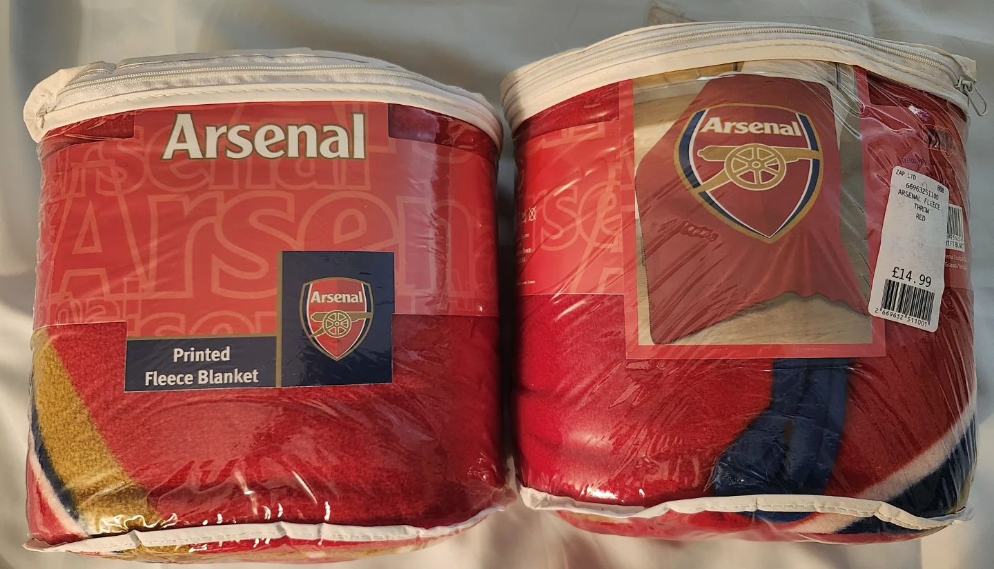 New Authentic Arsenal Printed Fleece Blanket Throw Red x2