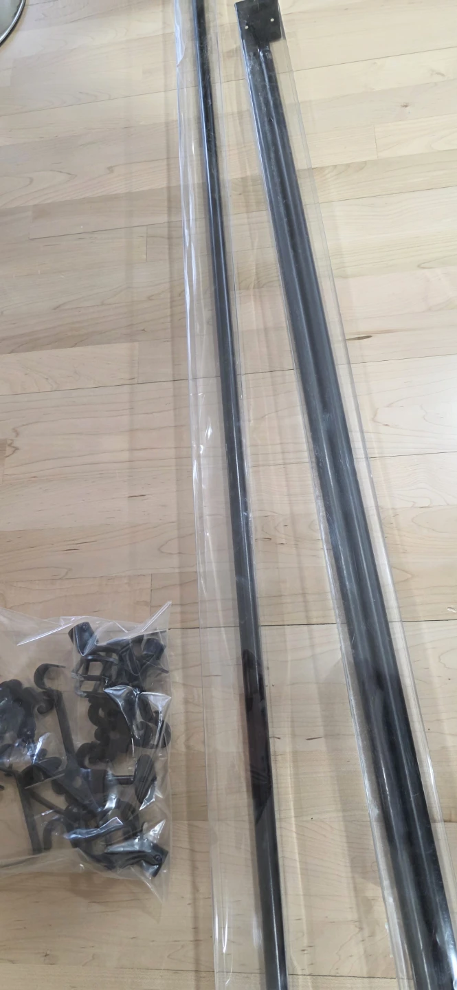 Black curtain rod with ends and brackets - photo 5