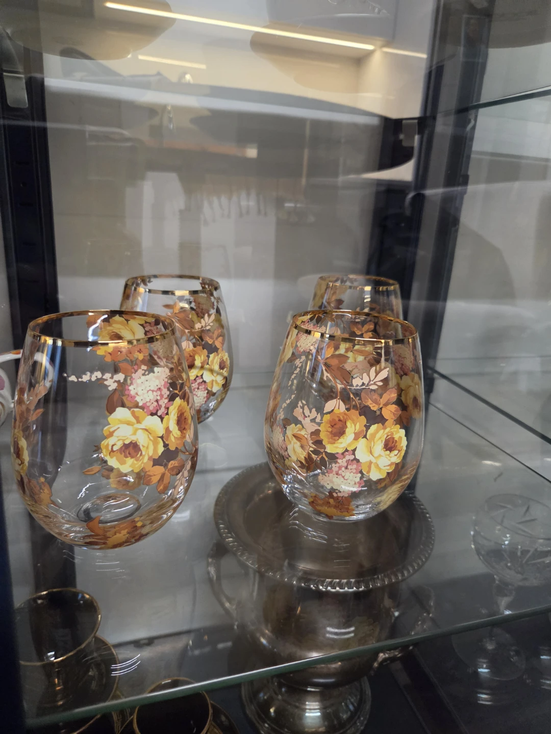 Mackenzie Childs Floral Stemless Wine Glasses Set of 4 - photo 4